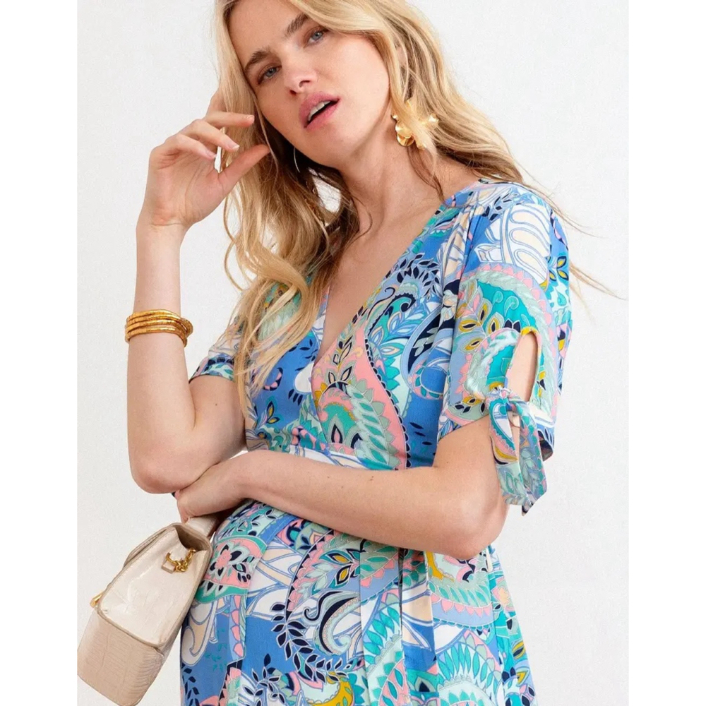 Seraphine Blue and Green Midi Dress - Picture 2 of 10